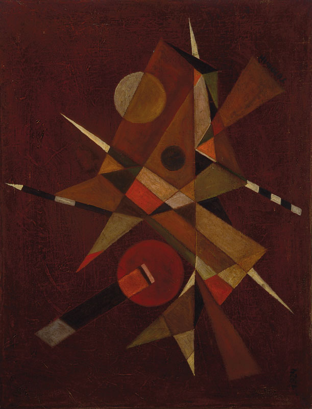 Unbekannter Künstler der russischen Avantgarde, Abstrakte Komposition, Öl/Lwd, rechts unten signiert, links unten datiert 1924, ca. 50x64,5 cm, ...