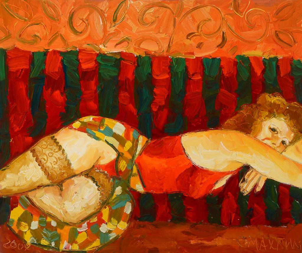 Vladimir Smahtin, geb. 1955 Moskau, Liegender Akt, Öl/Lwd, signiert und datiert 2007, ca. 50x59,5 cm