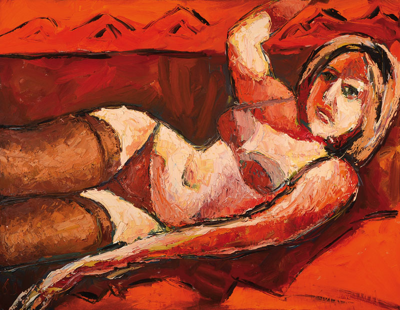 Vladimir Smahtin, geb. 1955 Moskau, Liegender Akt, Öl/Lwd, signiert und datiert 09, ca. 70x90 cm