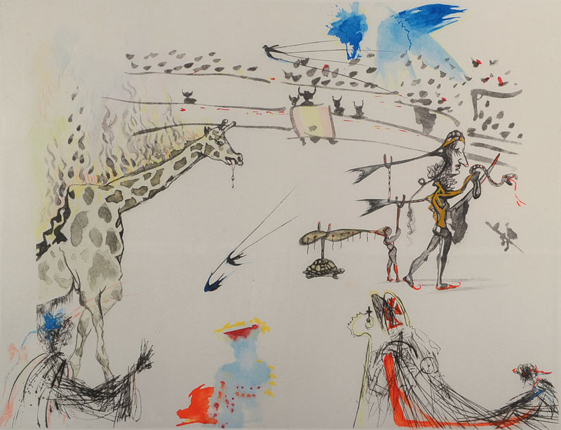 Salvador Dali, 1904-1989, La Girafe en Feu, Radierung auf Arches teinté, aus der Serie: Tauromachie surréaliste, handsigniert und nummeriert ...