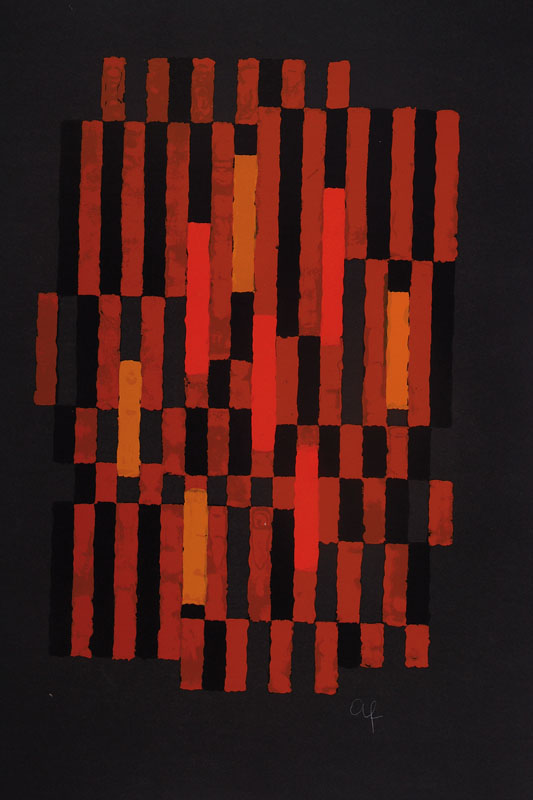 Adolf Richard Fleischmann, 1892-1968, Streifenkomposition, Farbserigraphie, handsigniert und nummeriert 116/220, Blattgr. ca 70.5x50 cm
