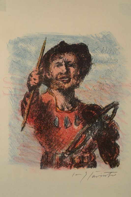 Lovis Corinth, 1858-1925, Farblithographie aus der Mappe Tell, handsigniert, ca. 38,5x29 cm, unter Glas gerahmt