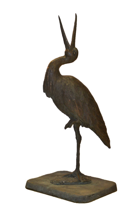 Detail a: Roman Heid 1928-2010, Bronzeguß, Skulptur eines Storches, Gießerstempel Strassacker, num. 6/99, signiert, ca. 150x50x50 cm, lebensgroß
