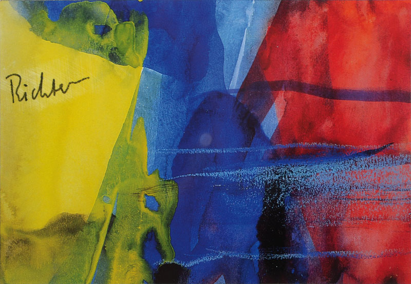 Gerhard Richter, geb. 1932 Dresden, Konvolut aus vier Postkarten Multiples, je signiert, je ca. 10,5x14,5 cm, unter Glas gerahmt