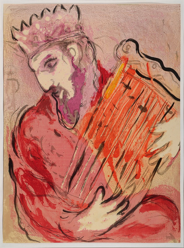 Marc Chagall, 1887-1985, Konvolut aus fünf Lithographien aus: Bibel I und Bibel II, unsigniert, Mourlot Paris 1956 bzw. 1960, Blattgr. ca. 35.5x26 ...