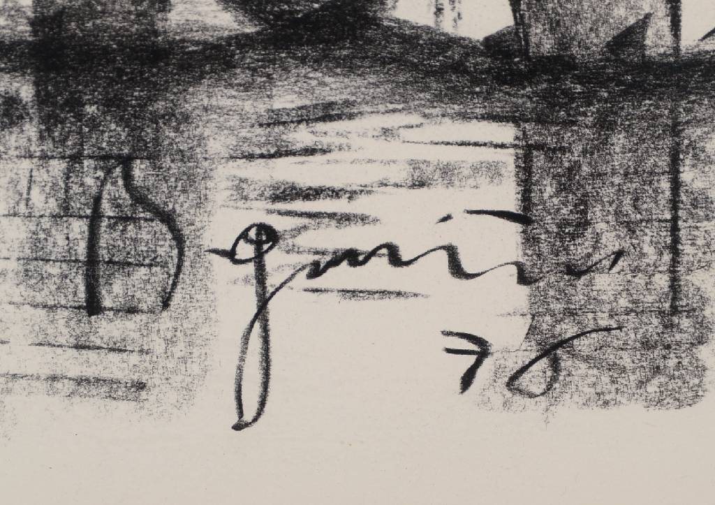 Detail c: Unbekannter Künstler, Konvolut aus zwei Kohlezeichnungen, je datiert 76, unleserlich signiert, PP, ca. 33.5x49 cm bzw. 34x45 cm, je unter Glas ...