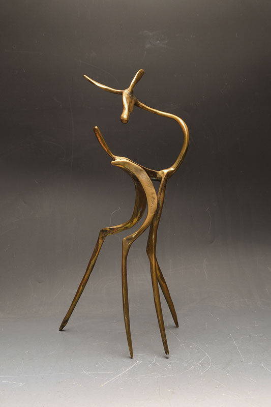 Yves Lohe, geb. 1947, Bronzeskulptur, Reh, signiert Lohe, H. ca. 41.5 cm