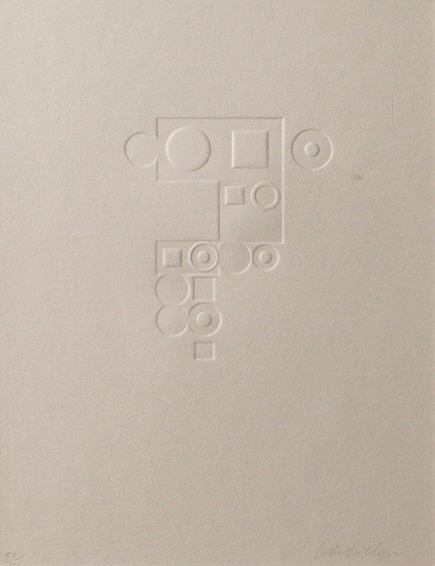 Victor Vasarely, 1908-1997, Euklides, Radierung Reliefdruck in weiß, aus 1984, handsigniert und nummeriert 59/100, Kat. Wiesloch 1986, Seite 141, ...