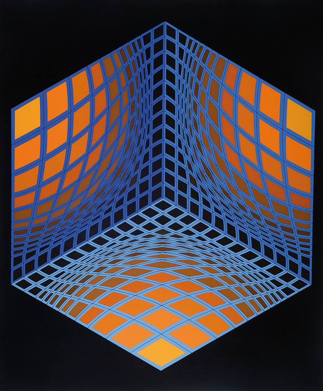 Victor Vasarely, 1908-1997, Parmenide, Serigrafie in 11 Farben auf Karton, aus 1979, handsigniert und nummeriert 5/90, Kat. Wiesloch 1986, Seite 131, ...
