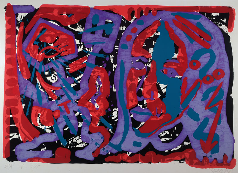 A.R. Penck, geb. 1939, Farbsiebdruck auf Papier, aus 1980, handsigniert und nummeriert 2/5, links unten Trockenstempel der Druckwerkstatt GÖTZE, ...