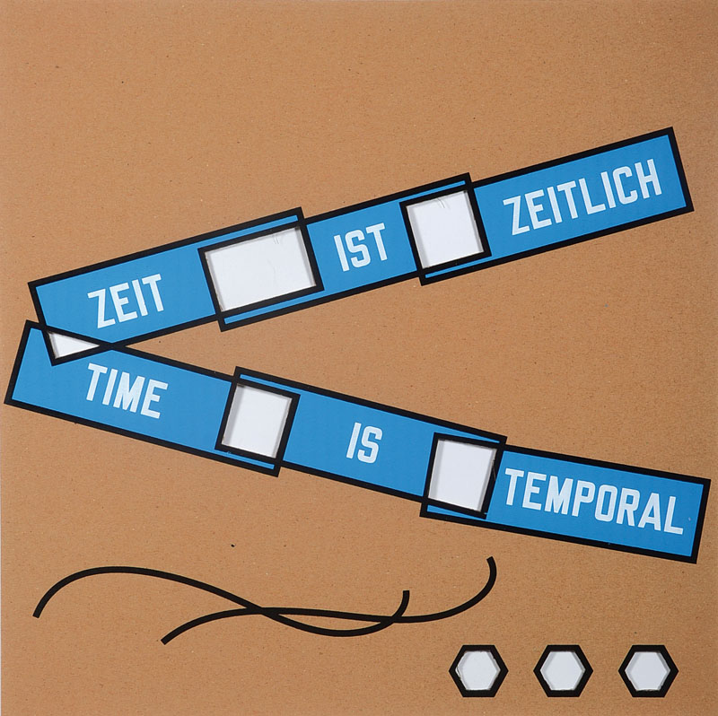Lawrence Weiner, geb. 1942, Siebdruck mit Cutout auf Karton, rückseitig handsigniert, ca. 35x35 cm