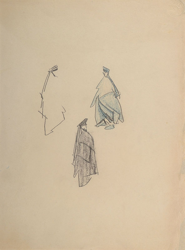 Lyonel Feininger, 1871-1956, Bleistift und Farbkreide auf chamoisfarbenem Velin, um 1907,Blattgröße: ca. 33x25 cm, Achim Moeller, Geschäftsleiter ...