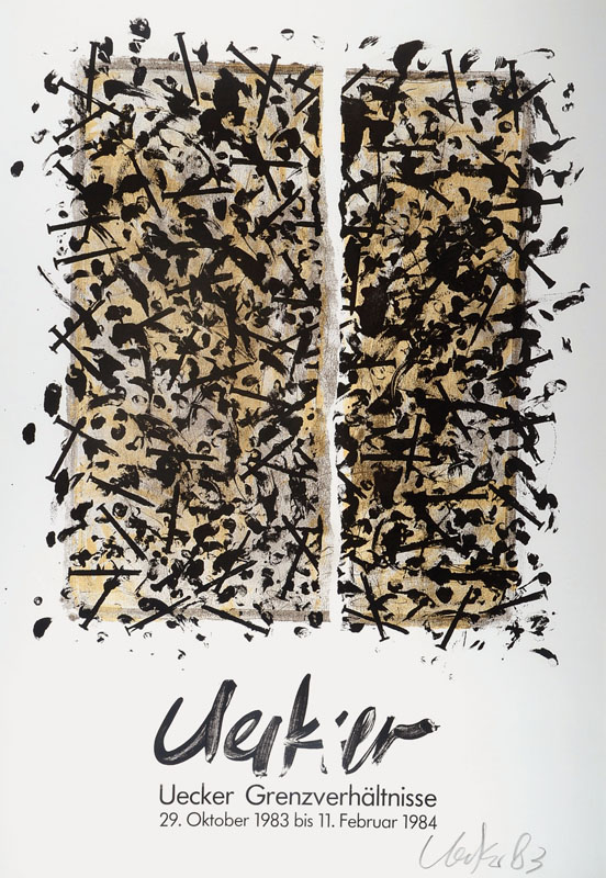 Günther Uecker, geb. 1930, Grenzverhältnisse, Farblithografie auf Velin, handsigniert, ca. 83,5x60 cm