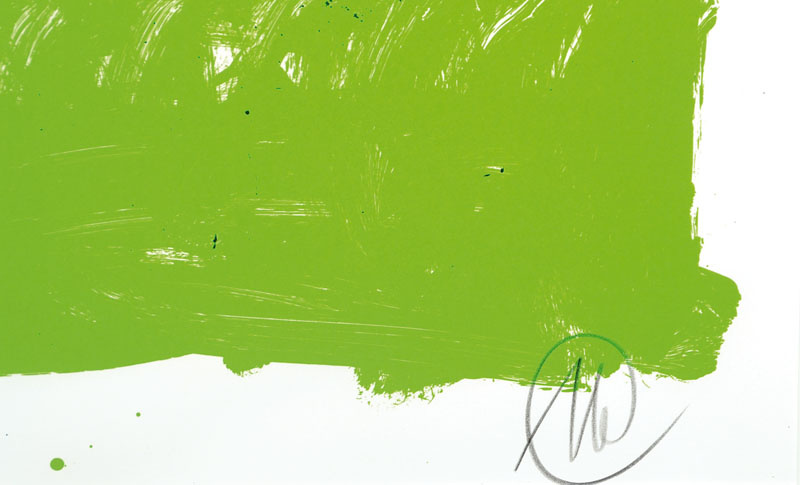 Detail a: Markus Lüpertz, geb. 1941, Halbzeit, Siebdruck auf Bütten, Auflage: 250, handsigniert und nummeriert e.a., Blattgr. ca. 70x100 cm, unter Glas ...