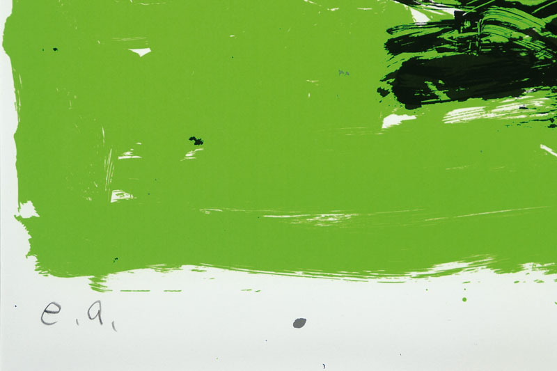 Detail b: Markus Lüpertz, geb. 1941, Halbzeit, Siebdruck auf Bütten, Auflage: 250, handsigniert und nummeriert e.a., Blattgr. ca. 70x100 cm, unter Glas ...