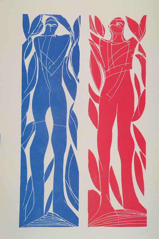 HAP Grieshaber, 1909-1981, Mappenwerk: Neue Holzschnitte, mit 8 Holzschnitten, davon 2 handsigniert und 1 drucksigniert, Heidelberger Kunstverein ...