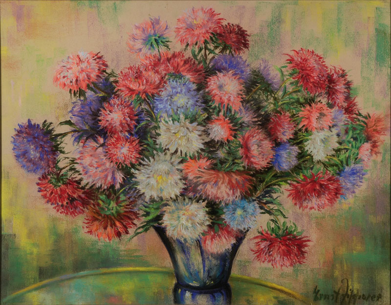 Ernst Zipperer, 1888-1982, Blumenstillleben, Pastellkreide, rechts unten signiert, ca.49x62 cm, unter Glas gerahmt