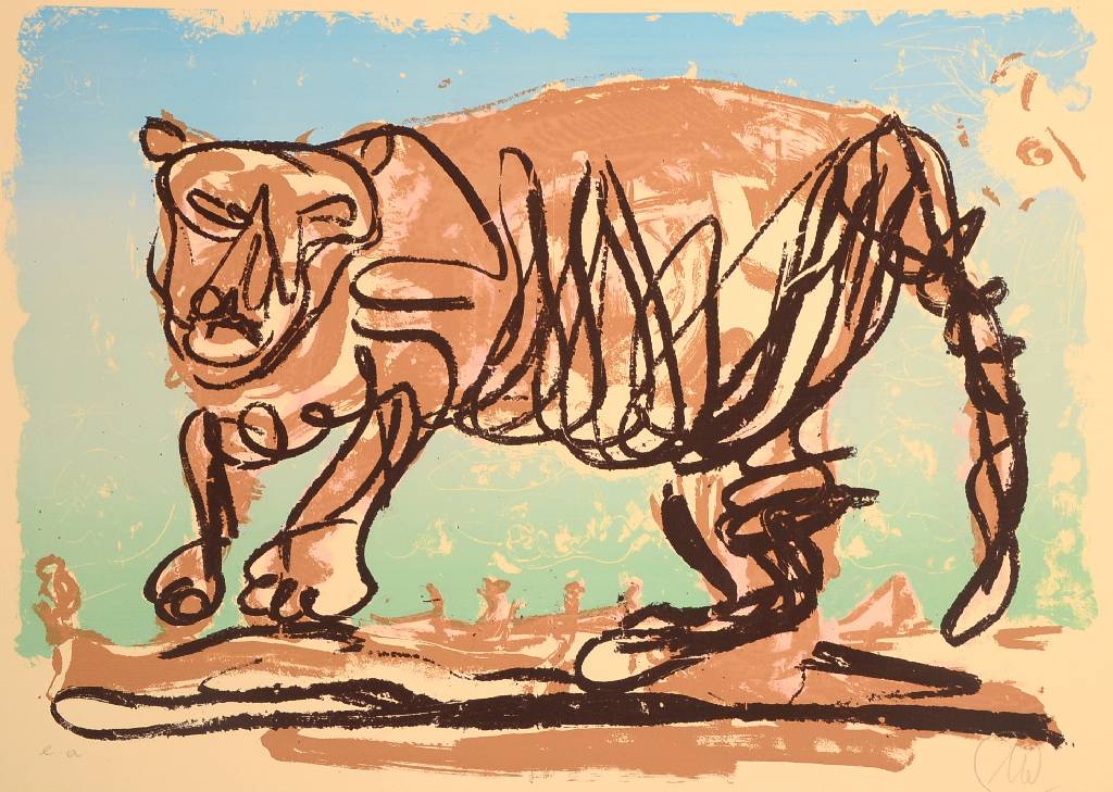 Markus Lüpertz, geb. 1941, Tiger, Farbserigraphie mit Verlaufstechnik, Pochoir, signiert und nummeriert e.a., Auflage 30 Stück zzgl. einiger e.a. ...