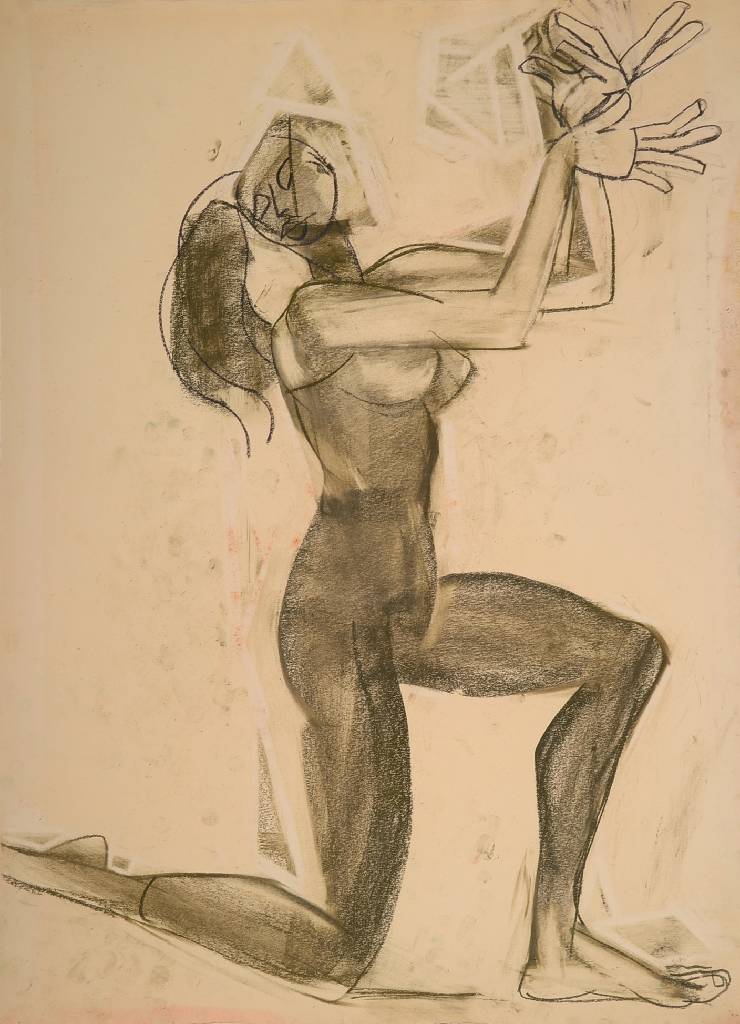 Franziskus Dellgruen, 1901-1984, Meisterschüler von Robert Sterl und Max Slevogt, hier: Zeichnung, Pastellkreide auf Papier, rückseitig ...
