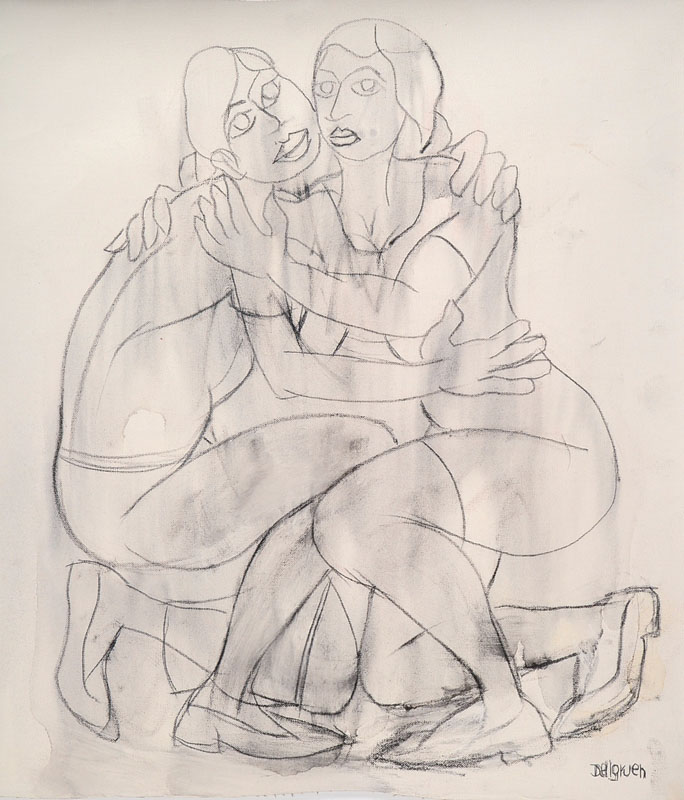 Franziskus Dellgruen, 1901-1984, Meisterschüler von Robert Sterl und Max Slevogt, hier: Pastellkreide/Lwd, signiert, Blattgr. ca. 57,5x50,5 cm