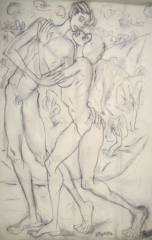 Franziskus Dellgruen, 1901-1984, Meisterschüler von Robert Sterl und Max Slevogt, hier: Pastellkreide/Lwd, signiert, Nachlaßstempel auf der ...