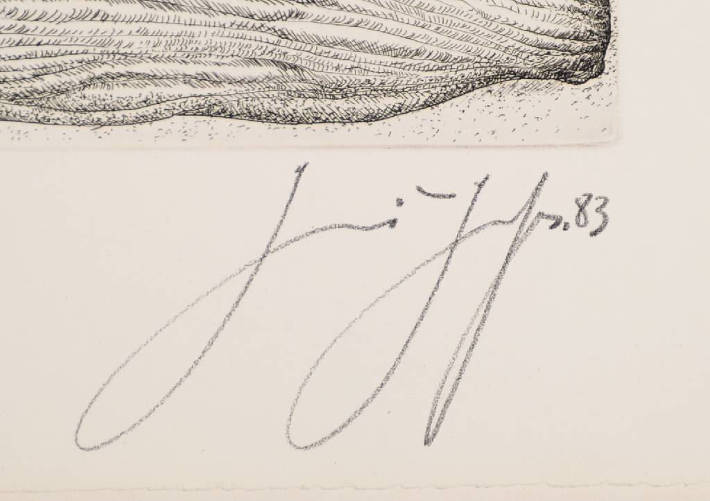 Detail a: Günther Grass, 1927-2015, Radierung, Schnecke vor Schuh, signiert und datiert 83, nummeriert 139/150, Blattgr. ca. 38x30 cm