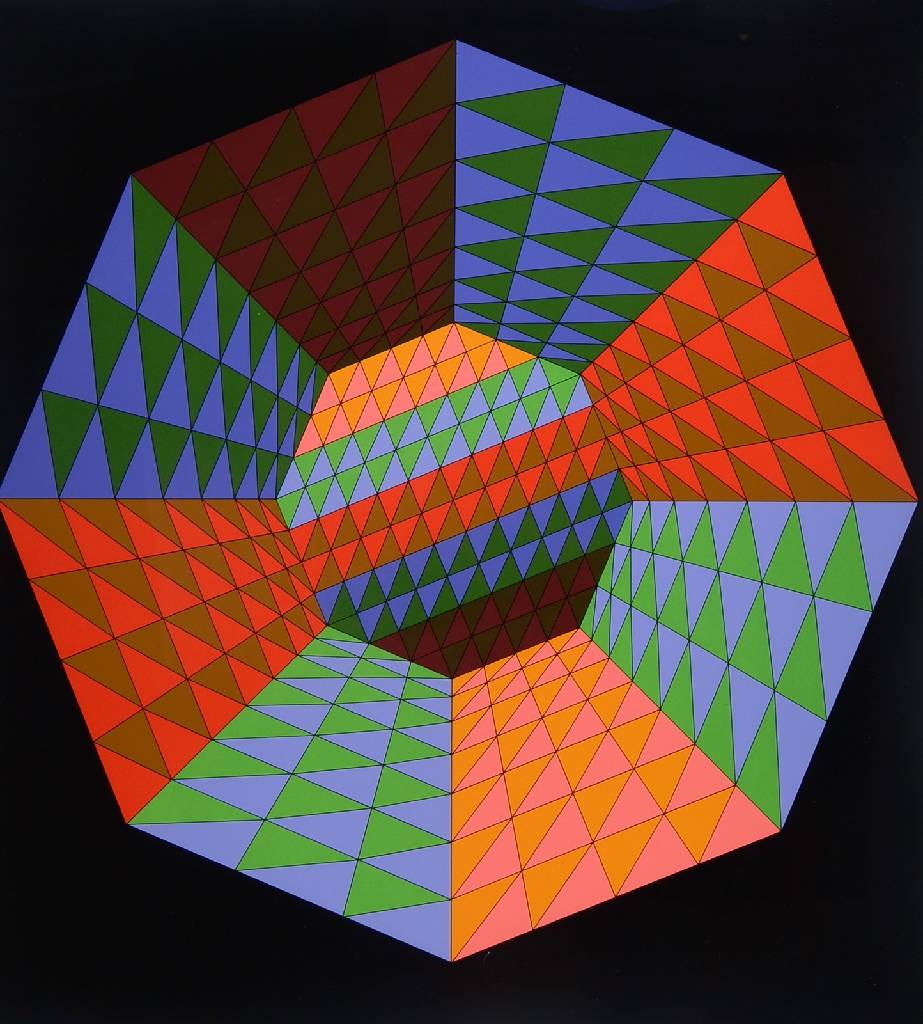 Victor Vasarely, 1908-1997, Heisenberg, Serigraphie in 18 Farben, 1979, handsigniert und nummeriert 125/125, Kat. Wiesloch 1986, S. 136, Blattgr. ca. ...