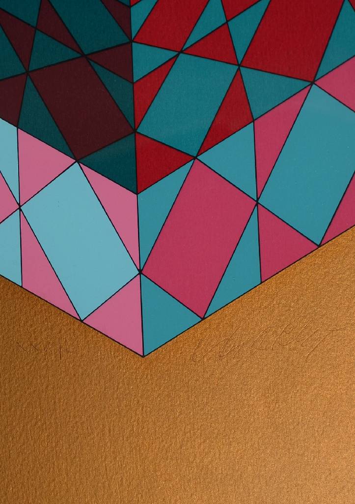 Detail a: Victor Vasarely, 1908-1997, Sancton, Serigrafie in 10 Farben auf Goldgrund, auf Karton, aus 1979, handsigniert und nummeriert XXV/L, Museumsauflage, ...