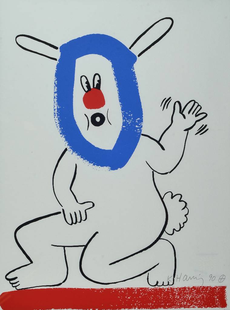 Keith Haring, 1958-1990 New York, Farbserigraphie auf Velin, aus der Folge "The story of red and blue", 90 Exemplare, hier: NR. HC 2/5, ...
