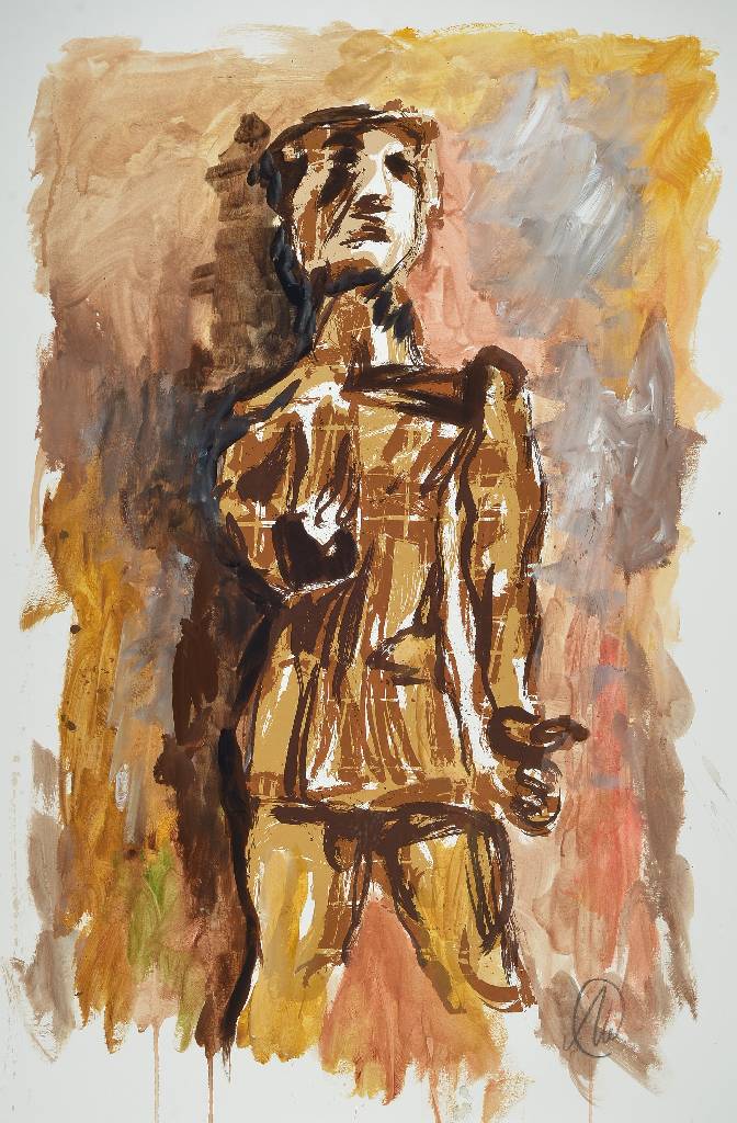 Markus Lüpertz, geb. 1941, Aquarell und Gouache über Serigrafie auf dickem Büttenpapier, handsigniert, Blattgr. ca. 107x76 cm