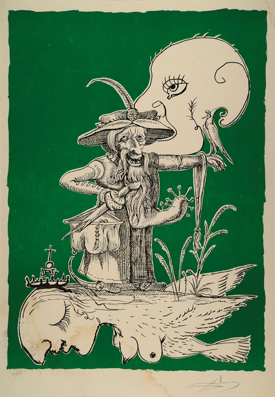Salvador Dali, 1904-1989, Farblithografie auf Japanpapier, aus der Suite "Les Songes Drolatique de Pantagruel", aus dem Jahre ...