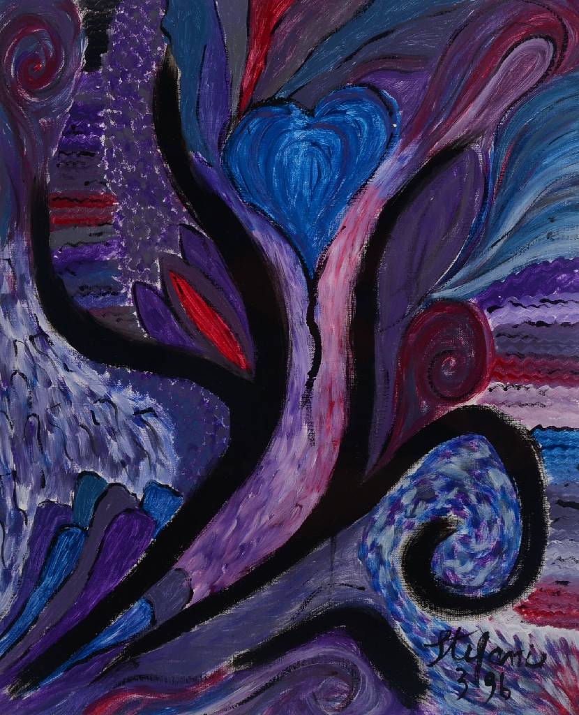 Stefanie, zeitgenössische deutsche Künstlerin, Abstr. Komp., Acryl/Karton, rechts unten signiert, datiert, unter Glas, PP, Blattgr. 45x37