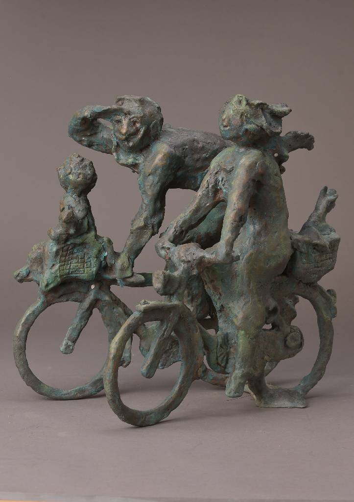 Günther Zeuner, 1923 Dresden - 2001 Speyer, die radelnde Familie, großes Exemplar steht in Haßloch/Pfalz und wurde 1989 gestaltet, ...