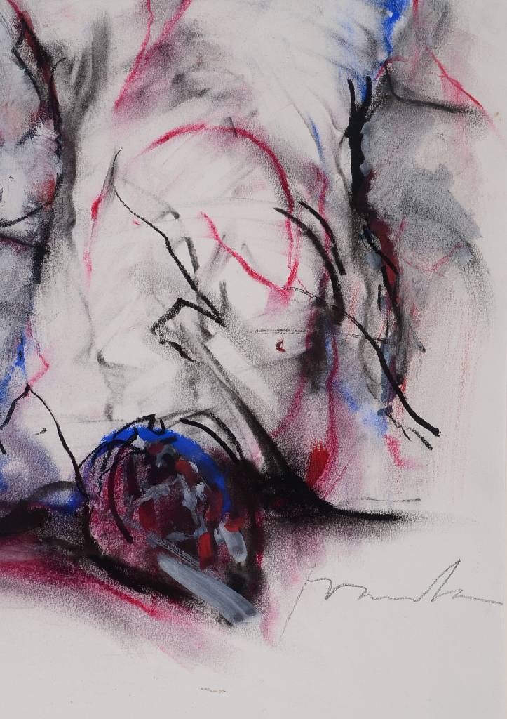Detail a: Francois Franta, geb. 1930 Tschechoslowakei, wirkt in Südfrankreich, beeinflusst von Matisse und Dufy, hier: zwei Akte, Mischtechnik auf Papier, ...