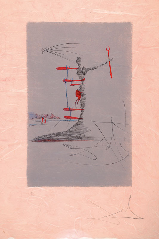 Salvador Dali, 1904-1989, "Femme avec Béquille", "Frau im Kosmos", Farblithografie auf Japan, signiert und nummeriert 9/150, ...