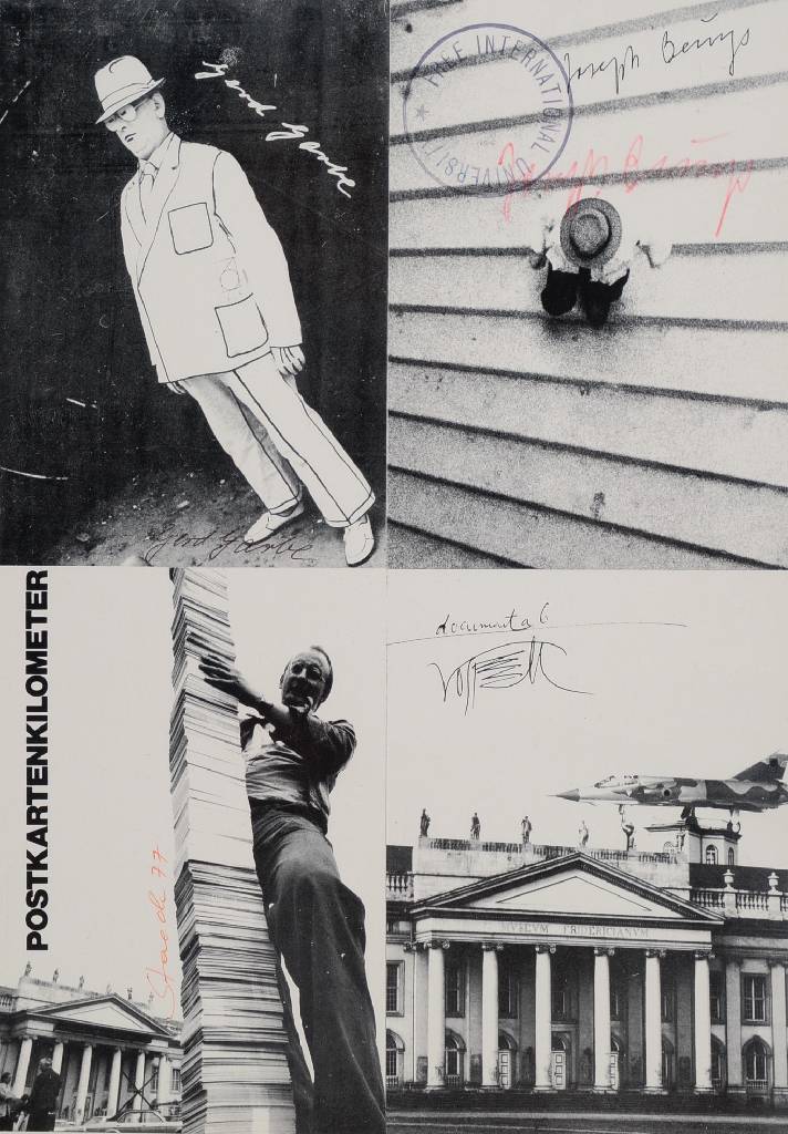 Joseph Beuys, 1921-1986, documenta 6, Multiple Offset, handsigniert von Joseph Beuys und Klaus Staeck, ca. 30 x 21 cm, unter Glas, Rahmen