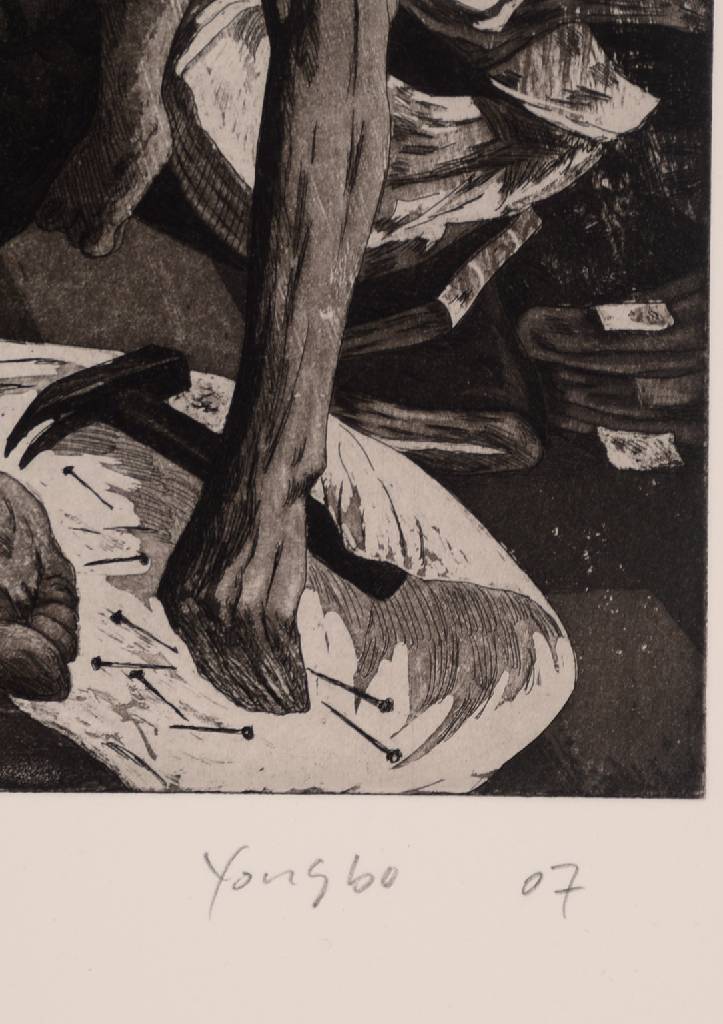 Detail a: Zhao Yongbo, geb. 1964 Hailong, zwei Radierungen, Akupunktur, 33/88, handsigniert, betitelt und dat. 07, Motiv: 42 x 44.5 cm, Blattmaß: ca. 79 x 60 ...