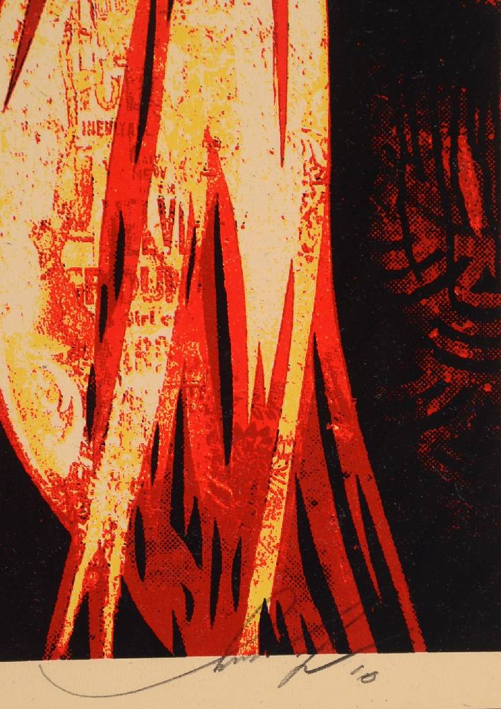 Detail b: Shepard Fairey, geb. 1970, bedeutender amerikanischer Street-Art-Künstler, hier: Siebdruck, Porträt Nico, num. 214/450, handsigniert, ca. 61x 46 cm