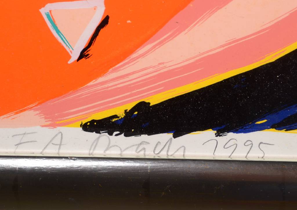 Detail a: Elvira Bach, geb. 1951, Farbserigraphie auf Karton, handsigniert und dat. 1995, e.a., 100 x 70 cm, unter Glas, Rahmen