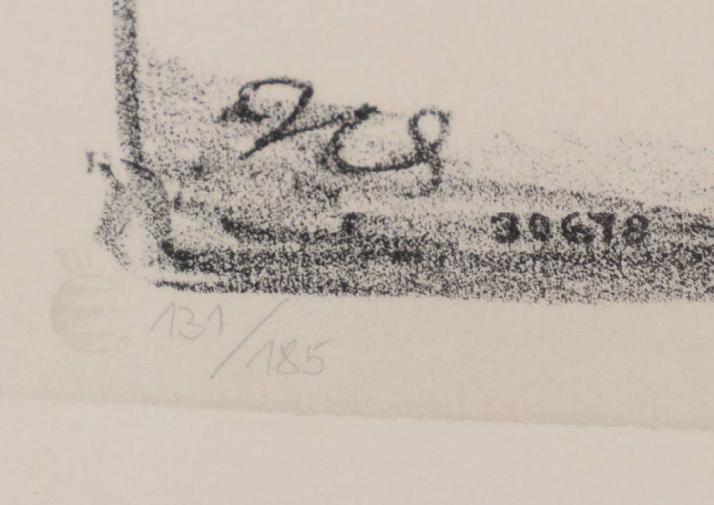 Detail b: A.Paul Weber, 1883-1980, Lithographie, "Alles unter einem Hut", handsigniert, num. 131/185, ca. 34.5 x 37.5cm unter Glas, Rahmen