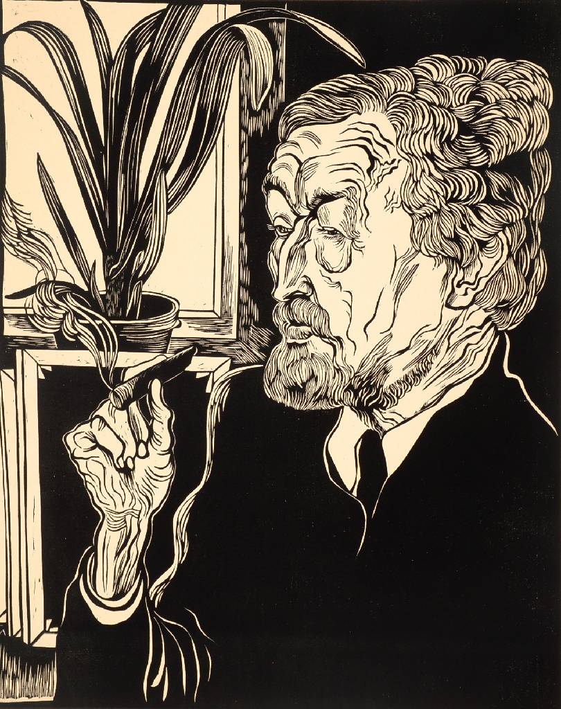 Conrad Felixmüller, 1897-1977, Holzschnitt, Christian Rohlfs, handsigniert, ca. 602 x 48.35 cm, Papier leicht verschmutzt,Etiketten an der Rückseite