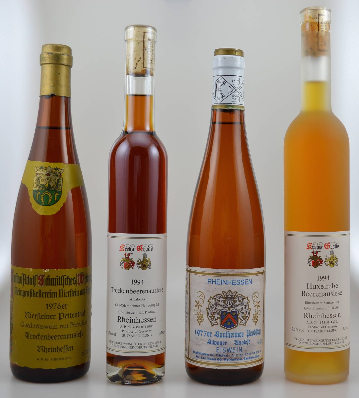 12 Flaschen Eiswein/Beerenauslese, 1994 Silvaner Eiswein Krebs-Grode, 1976 Niersteiner Pettenthal Trockenbeerenauslese Gustav Adolf Schmittschches ...