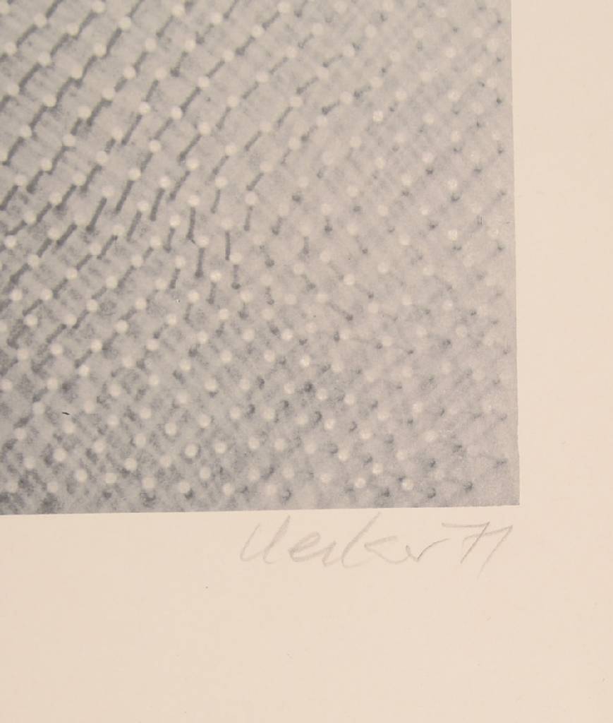 Detail a: Günther Uecker, geb. 1930, Ohne Titel, num. 337/500, handsign. und dat. 71, ca. 60x50 cm, rückseitig leicht besch., Lichtrand