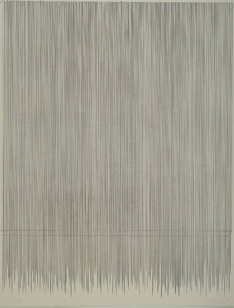 Günther Uecker, 1930 Wendorf/Mecklenburg- Vorpommern, Ohne Titel, num. 221/500, handsigniert und dat. 71, ca. 60 x 50 cm rückseitig leicht ...