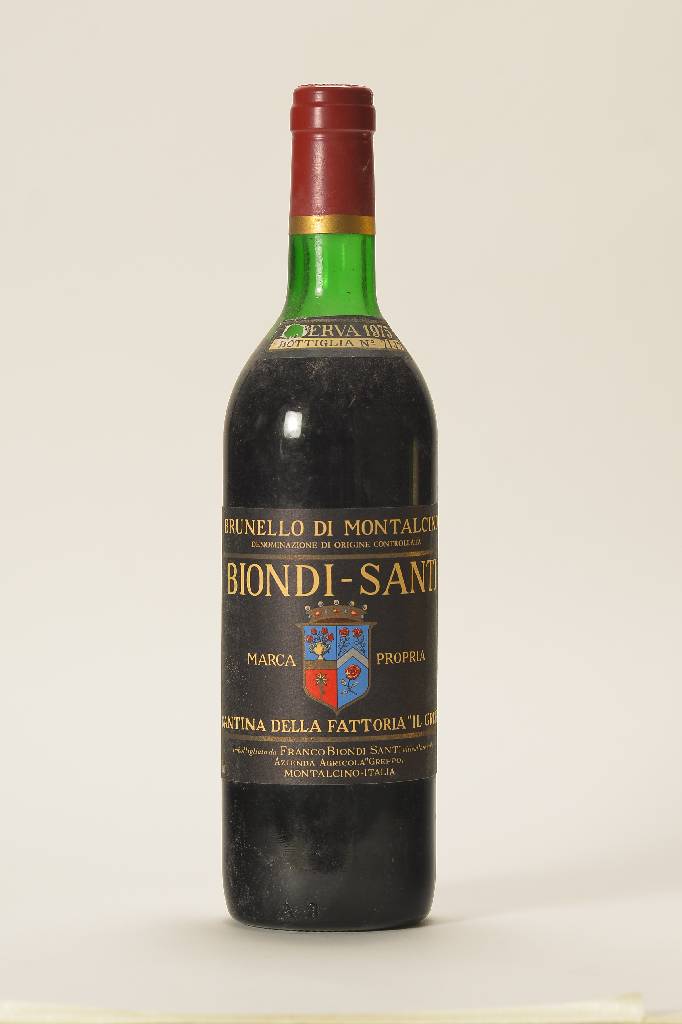 3 Flaschen 1975 Brunello di Montalcino Riserva, Biondi-Santi, upper mid shoulder bis top shoulder, Flaschennr: 7151,7147,7154, je ca. 75 cl, ...