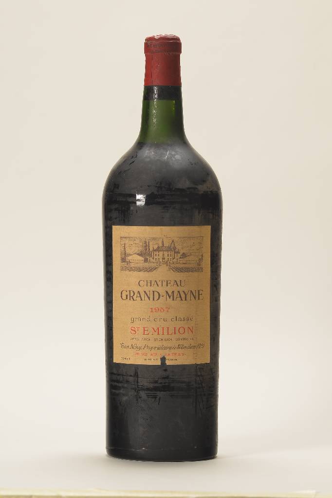 1 Magnumflasche 1957 Chateau Grand-Mayne, St. Emilion, Grand Cru Classe, ca. 1,5 l, top shoulder, unverkostet, Etikett l. besch. und beschmutzt
