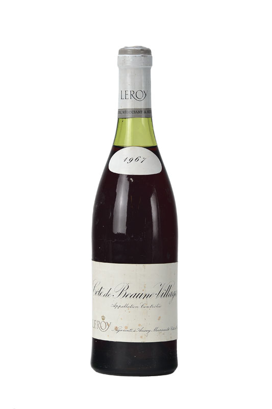 1 Flasche 1967 Leroy Cotes de Beaune-Villages, Auxey-Mersault, Cote-d'Or, ca. 75 cl, Abstand zwischen Kapsel und Wein: ca. 2,8 cm, Etiketten und ...