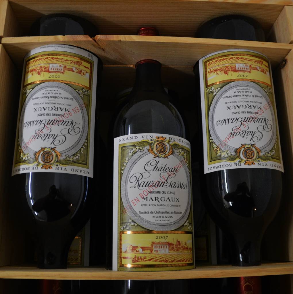 6 Magnumflaschen 2007 Chateau Rauzan Gassies , Margaux, into neck, je ca. 1,5 l, unverkostet, in Originalholzkiste, sehr guter Erhaltungszustand, ...