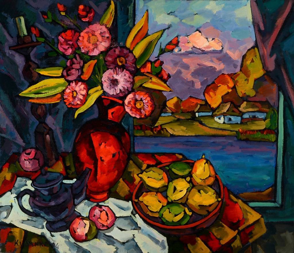 Igor Kislitsin, geb. 1948, Öl/Lwd, Stillleben, unten links signiert und datiert 94, ca. 69.5x80.58 cm