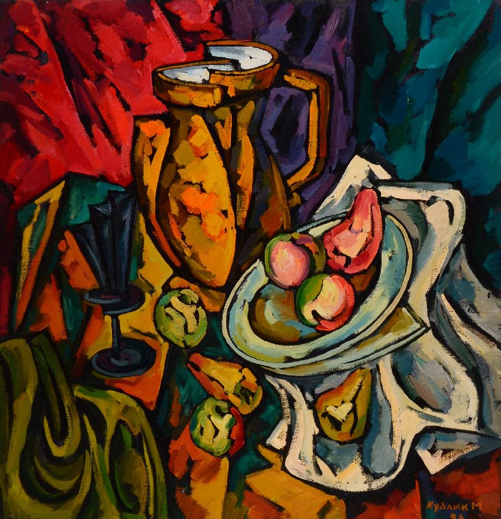 Igor Kislitsin, geb. 1948, Öl/Lwd, Stillleben, unten rechts signiert und datiert 94, ca. 65x63 cm